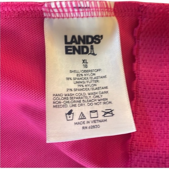 Lands' End Women's One Shoulder Pink and Orange One Piece Swimsuit - Picture 6 of 8